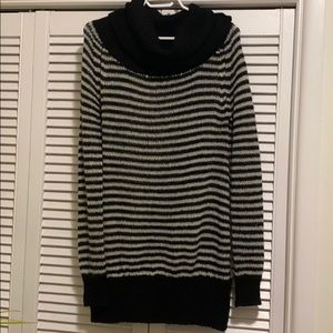 Mango Striped Cowl Neck Tunic Sweater